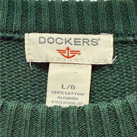 Dockers Dark Green Crewneck Sweater with Reindeer Pattern L - Picture 2 of 6